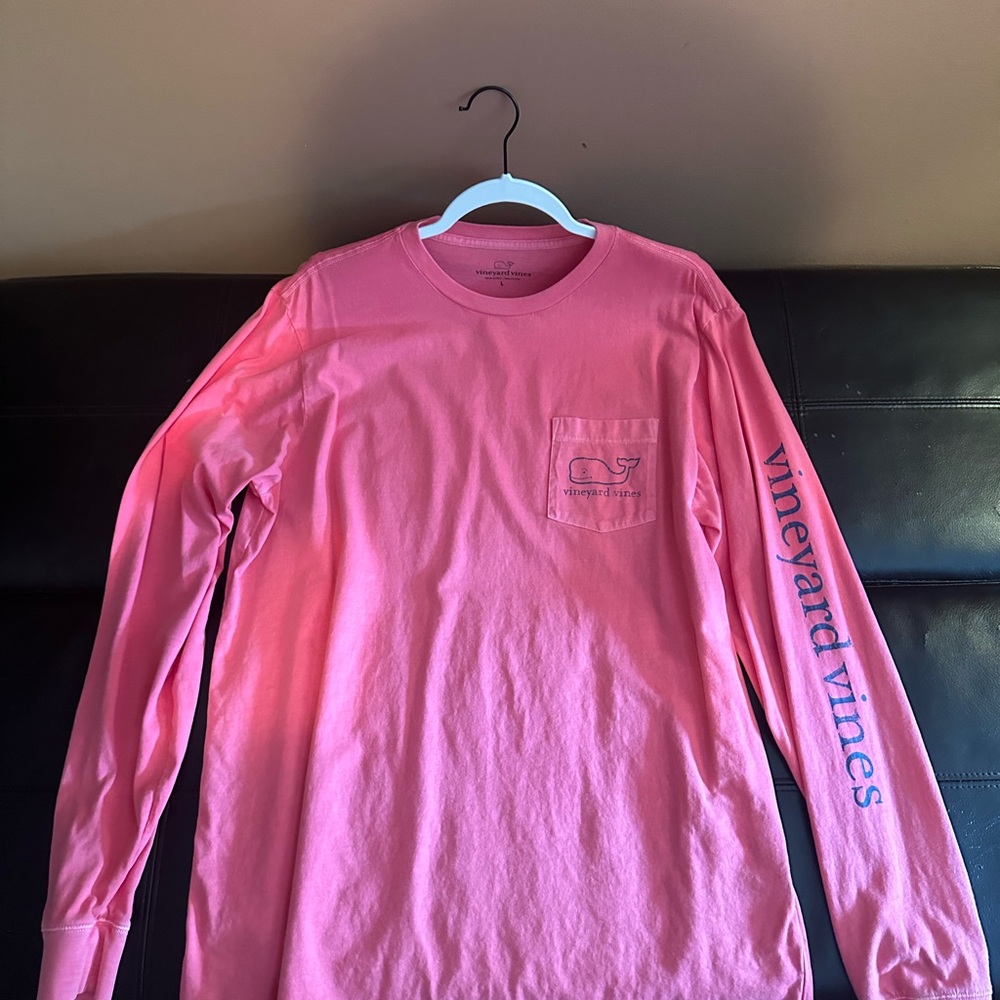 Vineyard Vines Pink Long Sleeve Tee with Logo